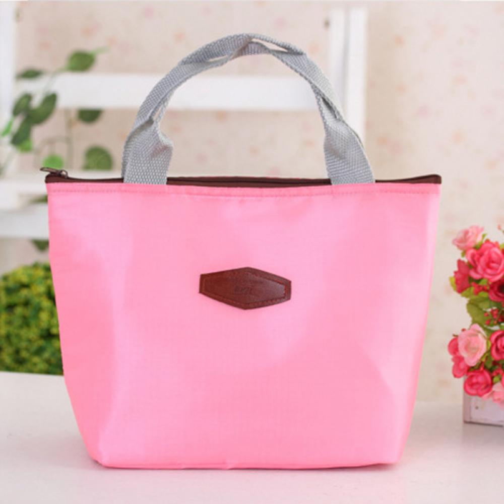 ISKYBOB Portable Insulated Canvas lunch Bag Thermal Food Picnic Lunch Bags for Women kids Men Cooler Lunch Box: pink