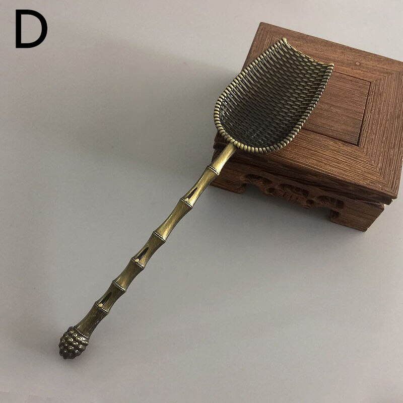 Retro Metal Tea Spoon Zinc Alloy Teaspoon Tea Set Bamboo Tea Shovel Tea Strainer Tea Ceremony Accessories Tool Tableware: 04
