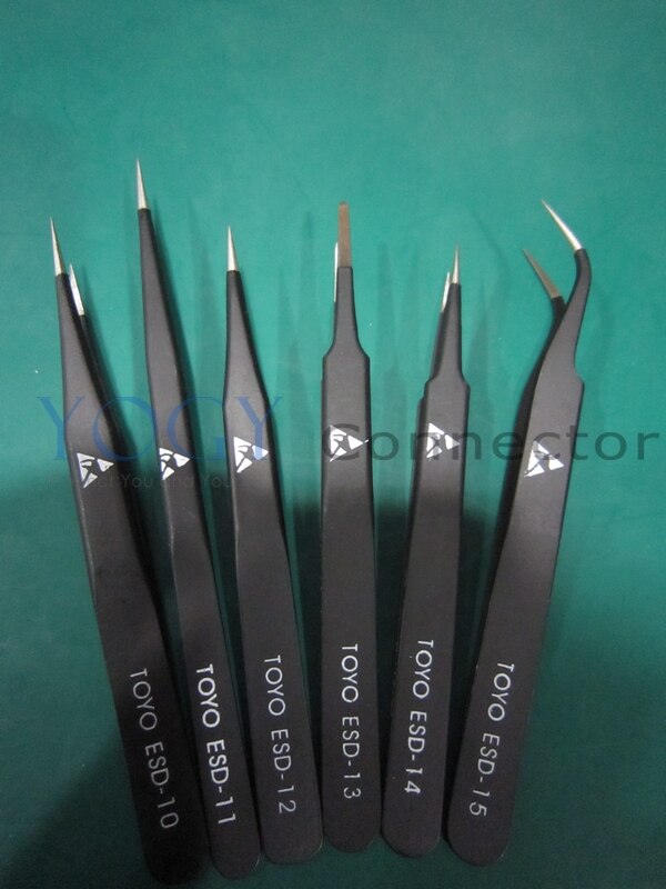 Pinzas antiestáticas ESD no magnéticas, herramientas de reparación de teléfonos móviles y portátiles, puntas afiladas, curvadas y rectas, 1 lote (6 uds.)