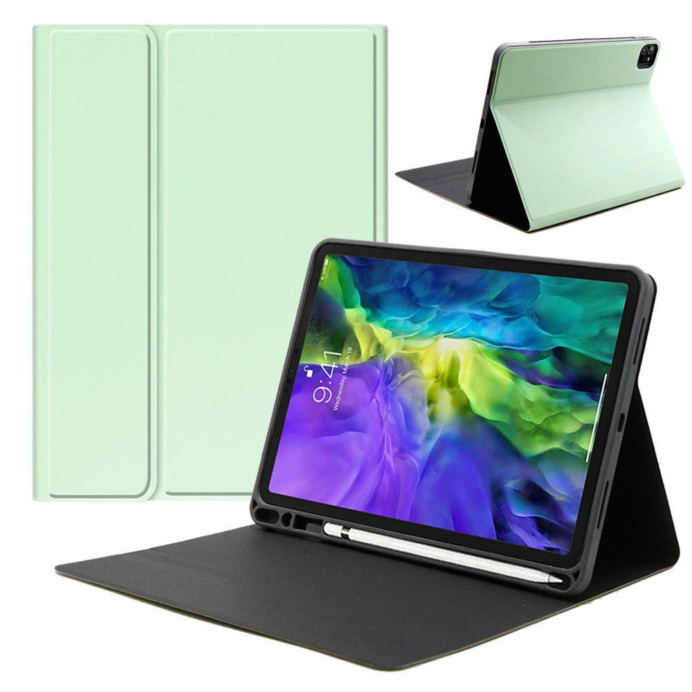 Para iPad Pro 11 pulgadas funda TPU a prueba de golpes soporte trasero con Portalápices para iPad Pro 11 con teclado Bluetooth: Green-Only Case