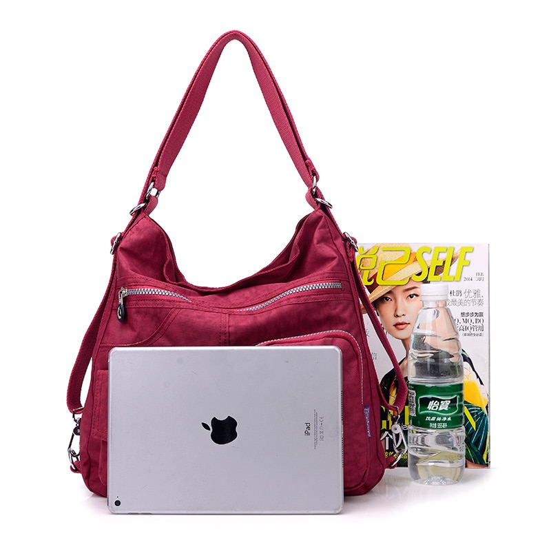 JINQIAOER-Bolso de mano de nailon para mujer, bandolera doble de , resistente al agua, de