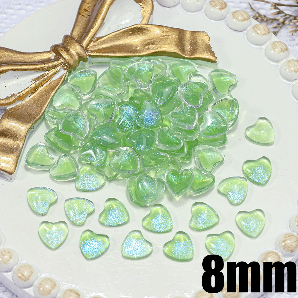 Abalorios transparentes de resina 3D para decoración de uñas, abalorios de corazón de amor, 4mm/6mm/8mm, 100 piezas: Naranja