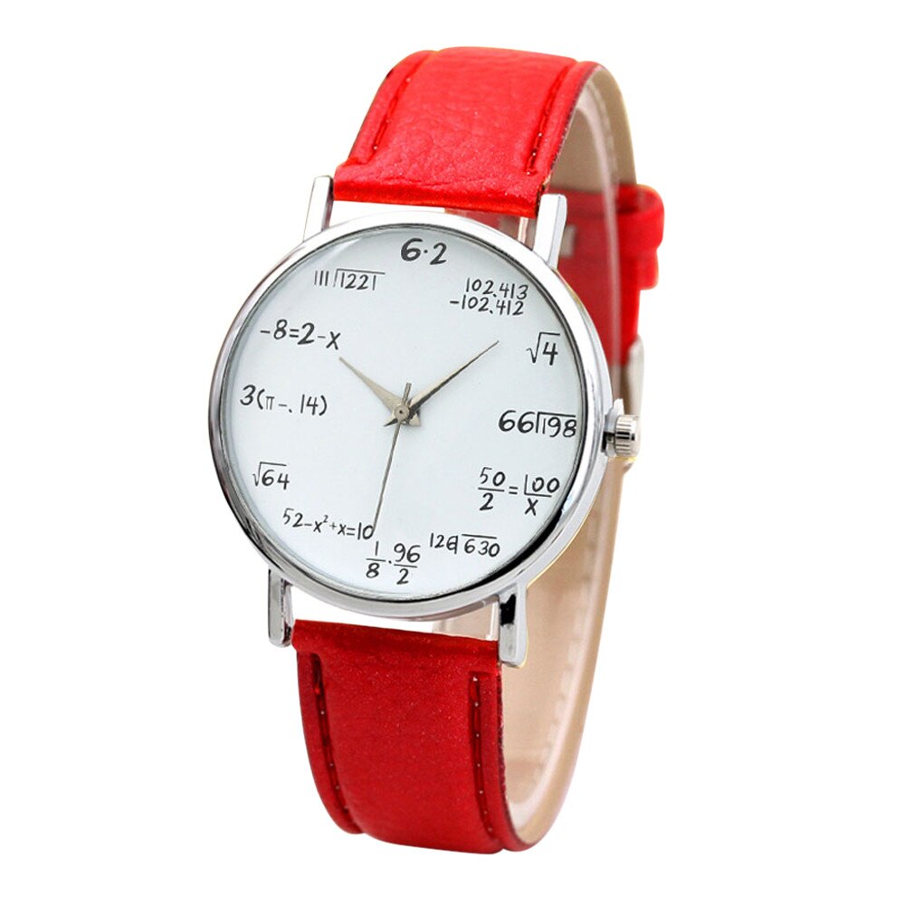 Geometrische Horloge Wiskundige Formule Prints Horloge Vrouwen Mannen Lederen Riem Quartz Math Horloge Dames Horloges: B