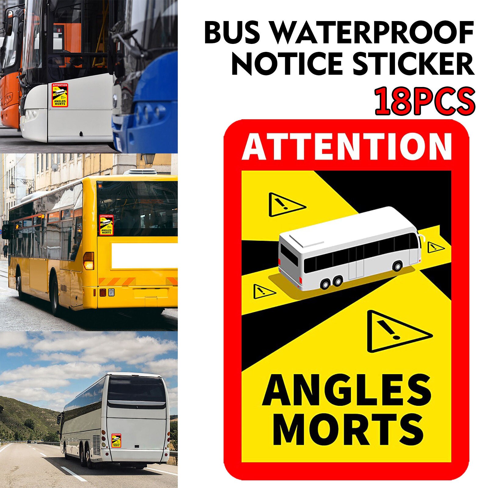 Waterdichte Auto Sticker Zware Voertuigen Bus Auto Poster Stickers Veiligheid Alert Poster Dode Hoeken Bus Auto Autocar - L.17 X h.25cm