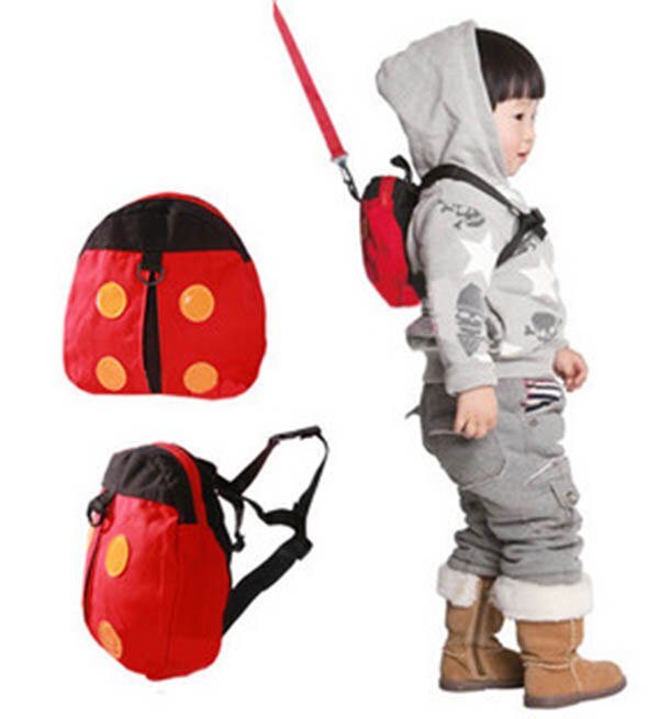 Sele ryggsäck kid säkerhet blyrem ryggsäck barn röd nyckelpiga stil