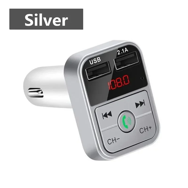 Car Bluetooth Receiver FM Transmitter Wireless Audio Adapter Hands Free MP3 Player Dual USB Fast Car Charger Bluetooth Car Kit: WHITE