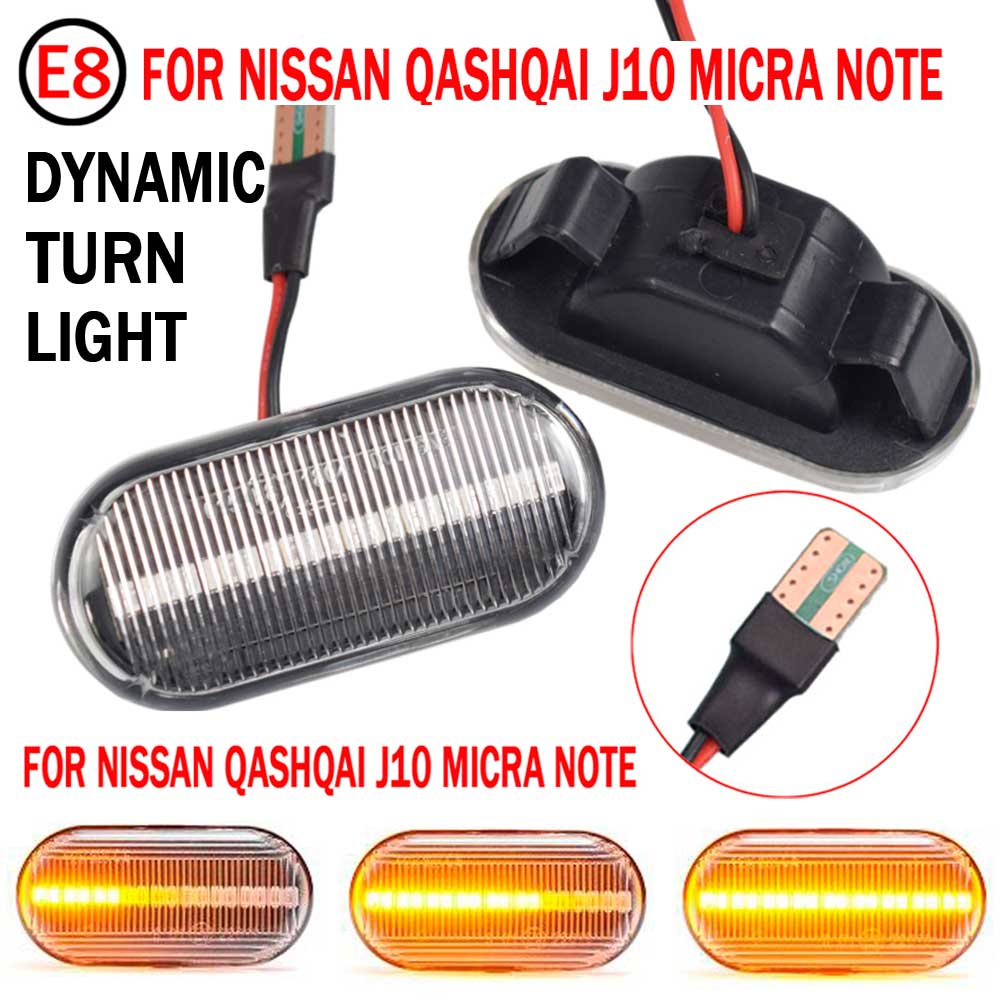 For Nissan Tiida C11 Note E11 Micra K12 NP300 Navara D40 Qashqai J10 LED Dynamic Side Marker Turn Signal Light Repeater Lamp: Dynamic Crystal Type