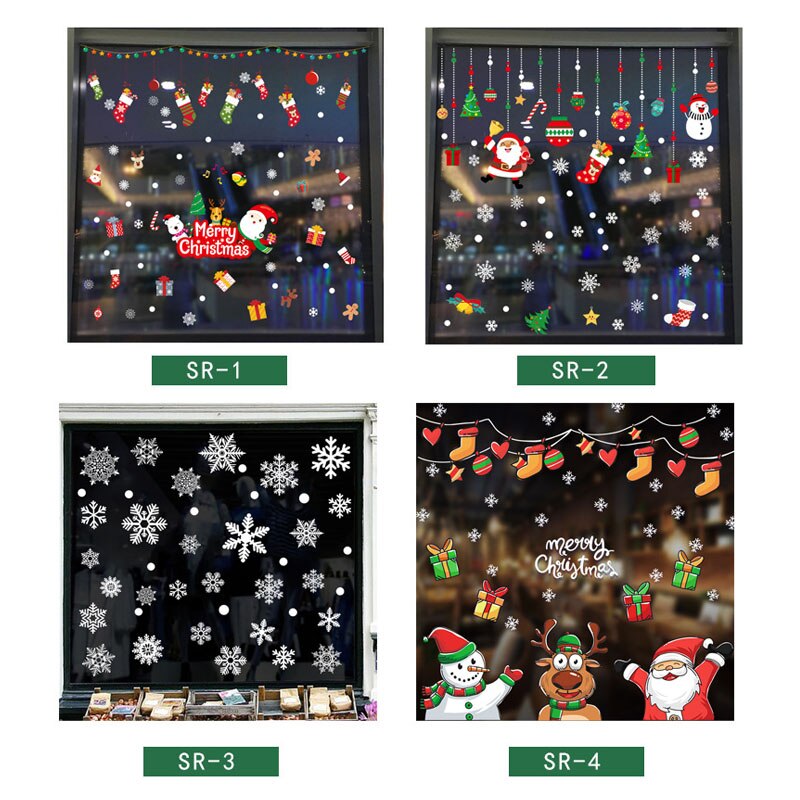 Snowman Wall Sticker DIY Christmas Party Home Decoration Windows Door PVC Stickers Year Household Glass Wall Sticker