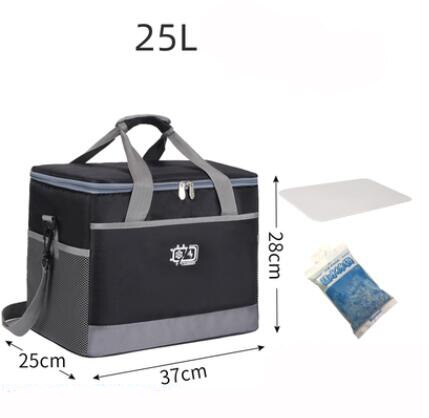 15L/25L Cooler Bag Waterproof Picnic Shoulder Bags For Food Drink Fruit Insulation Thermal Bag Ice Pack ThermaBag refrigerator: 25L Black