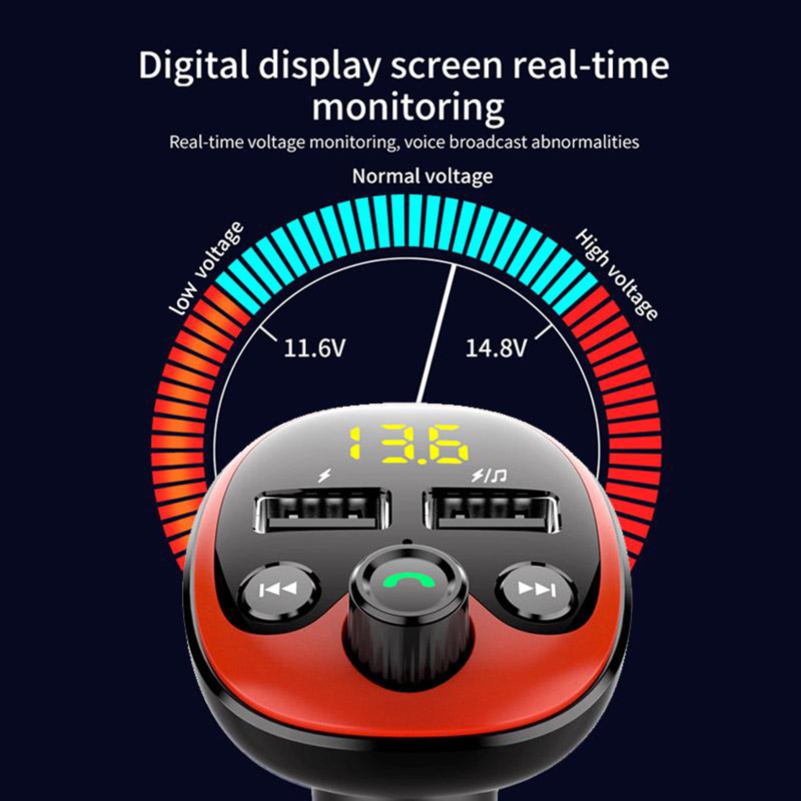 Bluetooth Car Kit Hands-Free FM Transmitters Audio Receiver USB Charger