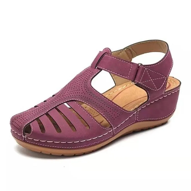 New women's sandals premium orthopedic bunion corrector flats woman casual soft sole beach wedge shoes zapatillas de mujer: Purple / 43