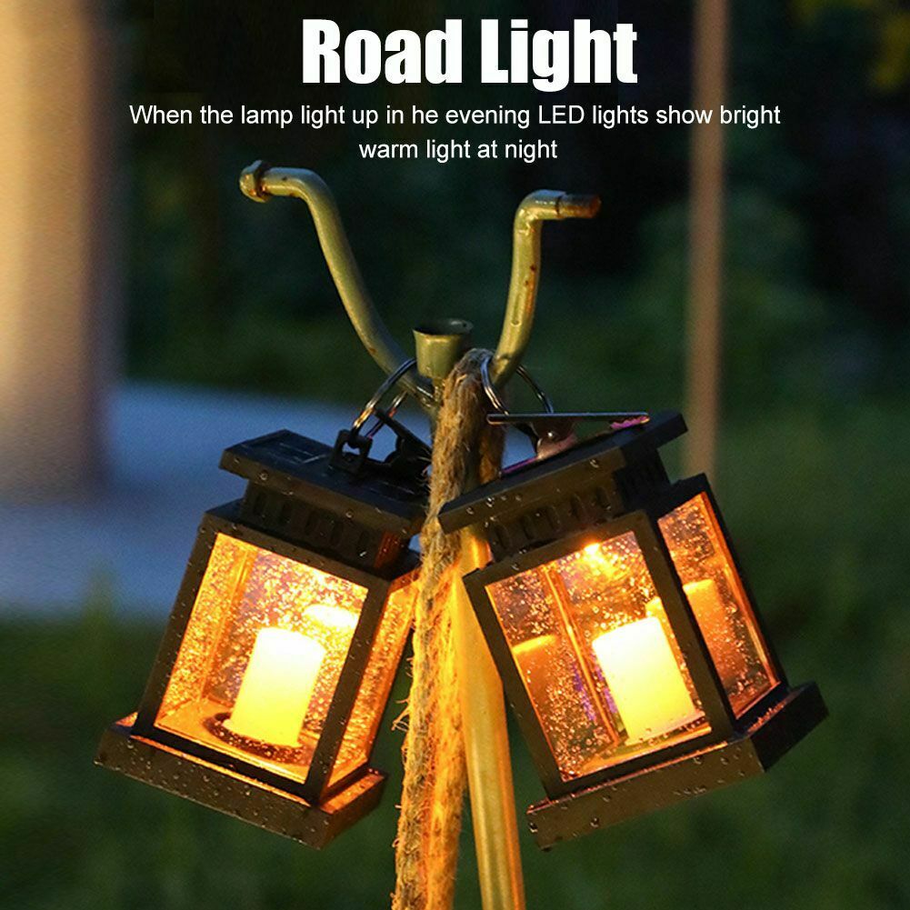 Solar lantaarn hanglamp led kaars tuin buiten patio tuinlamp voor patio landschap tuin warm wit vlamloos flikkerend