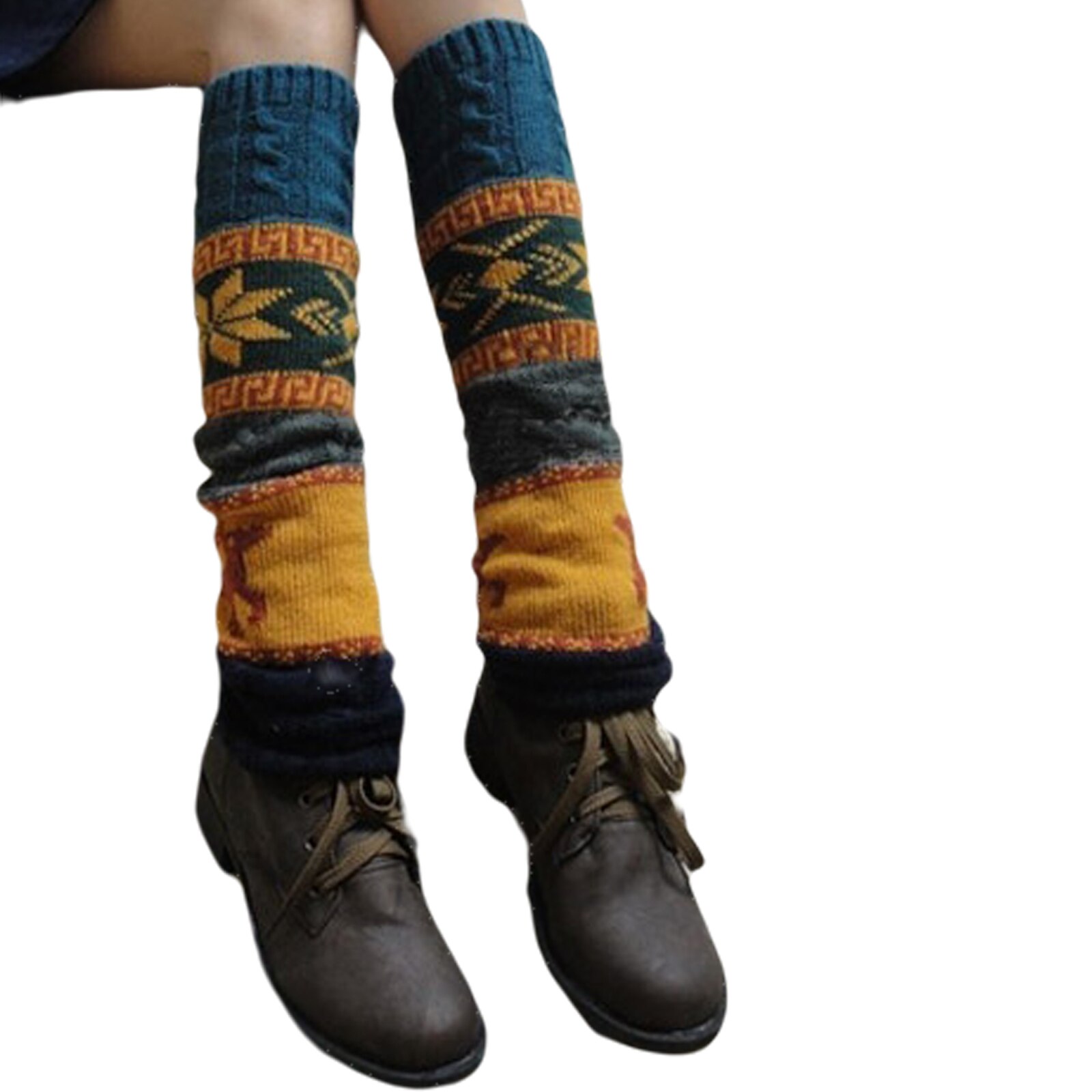 Jambières tricotées pour femmes, motif de dessin animé, couleur de couture côtelée, chaussettes confortables en pur coton pour accessoires de fête