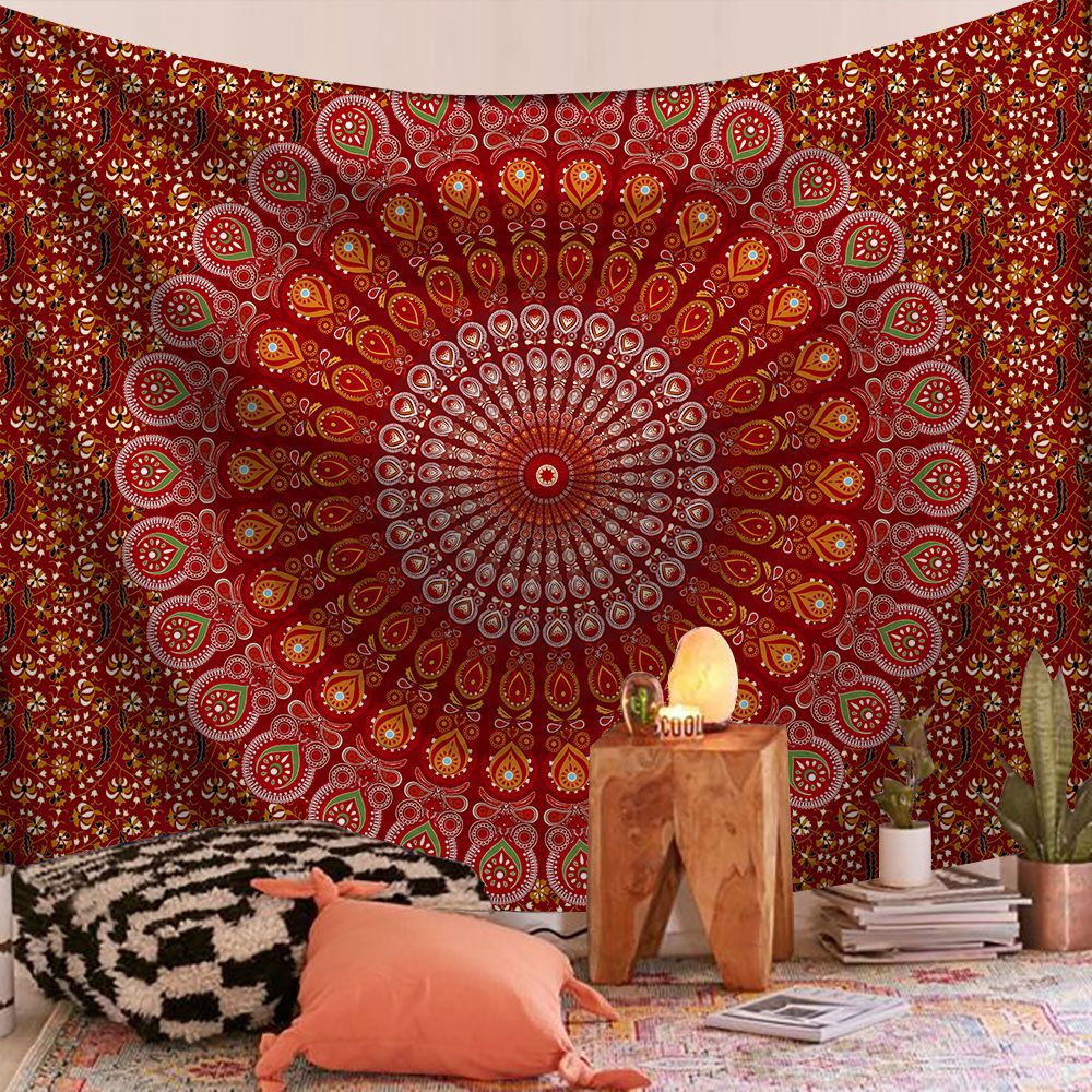 Indisk mandala väggbonad gobeläng boho väggduk gobelänger dekor psykedelisk hippie bohem väggmatta sovrumsdekoration: 150 x 100 cm / Spackel