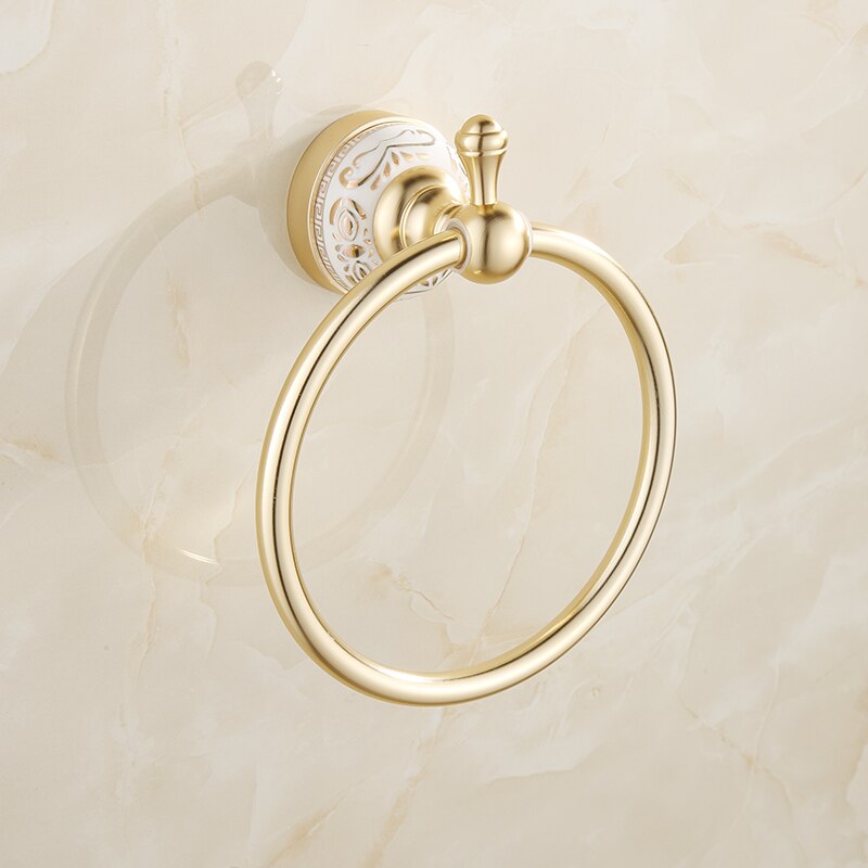 Handduk ringar lyx guld handduk ring handduk hållare badhandduk bar badrumstillbehör heminredning användbart