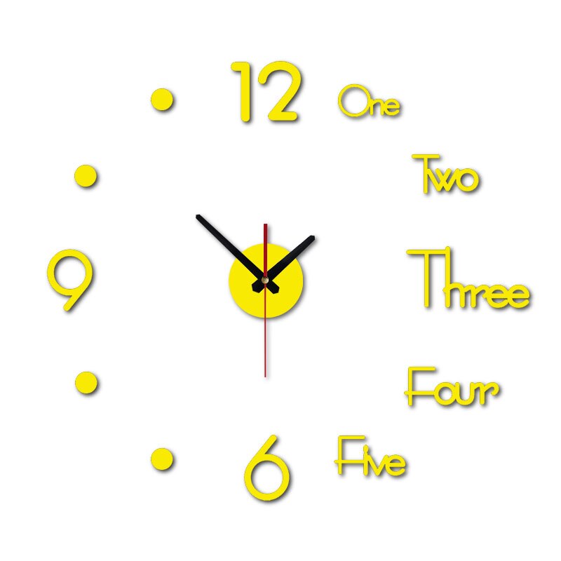 Klok Horloge Wandklokken 3d Diy Acryl Spiegel Stickers Home Decoratie Woonkamer Quartz Naald: Small Gold