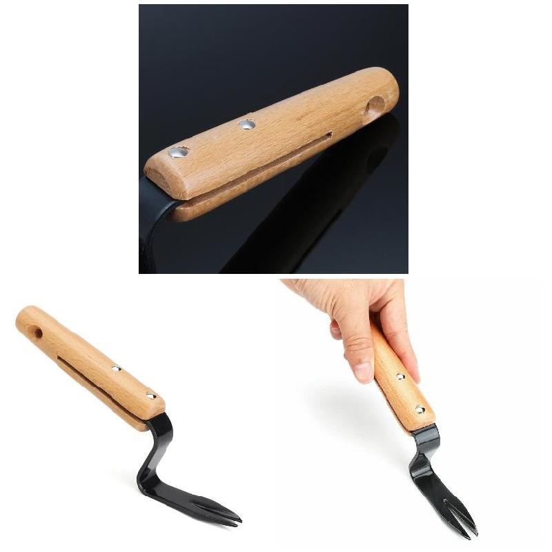 Cabezal bifurcado Extractor de deshierbe de mano, pala para malas hierbas de acero al carbono, herramienta de recorte para jardín y patio