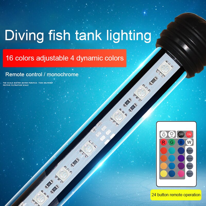 LED Aquarium Fish Tank Light Waterproof Bubble Pump Bar Light 19/29/39/49CM Underwater Aquarium Lamp Aquariums Decor Lighting EU