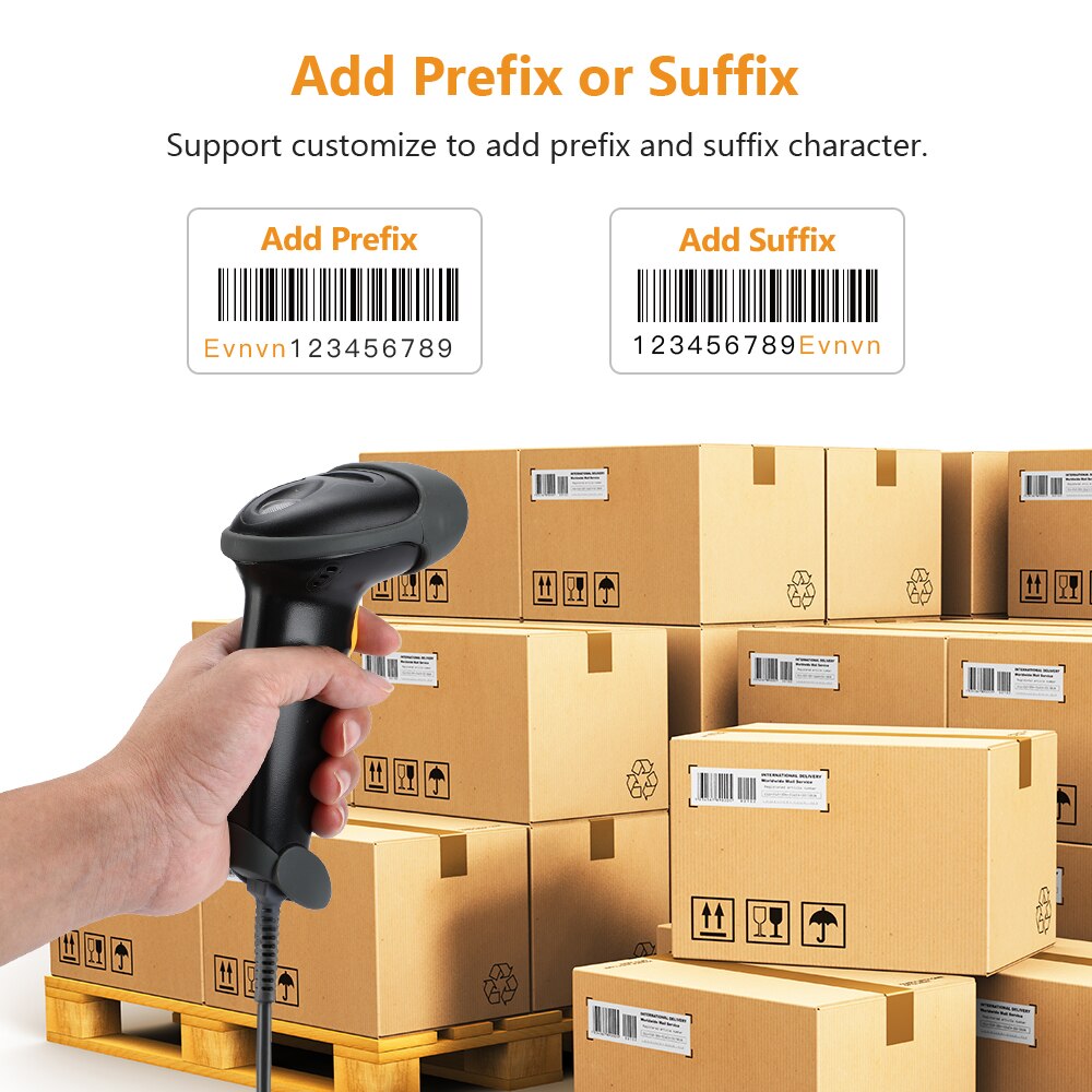 Evnvn 1D 2D Usb Wired Barcode Scanner Auto-Sensing Qr Code Reader Data Matrix PDF417 Barcode Scanning Voor windows Macos Linux