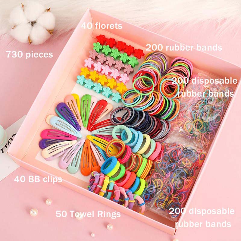 780Pcs Meisjes Scrunchies Elastische Haarband Kids Haaraccessoires Voor Vrouwen Mode Haar Banden Haarspeld Touw