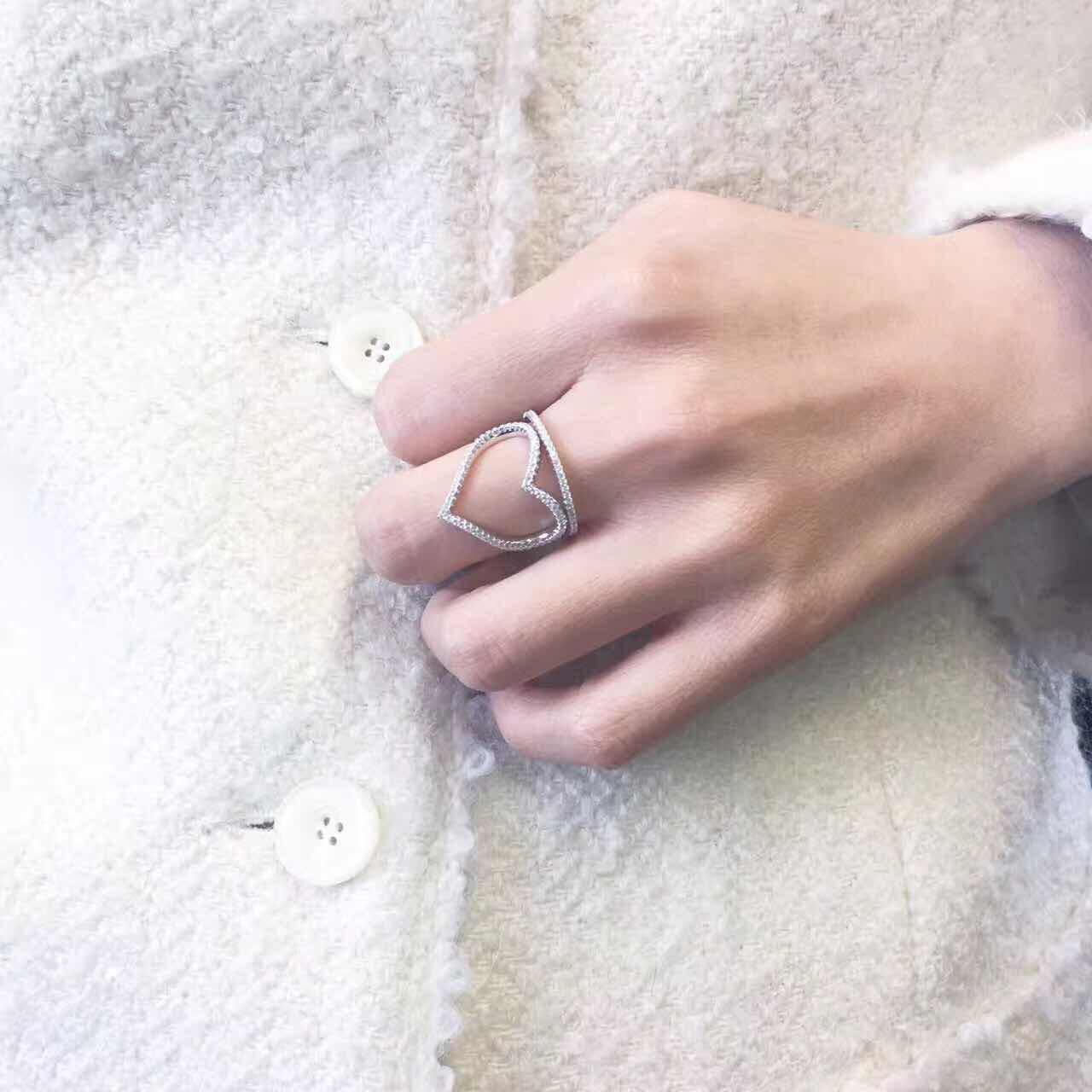 2022 Trendy Hart Zilveren Kleur Mode Ring Open Voor Vrouwen Party Sieraden R6770