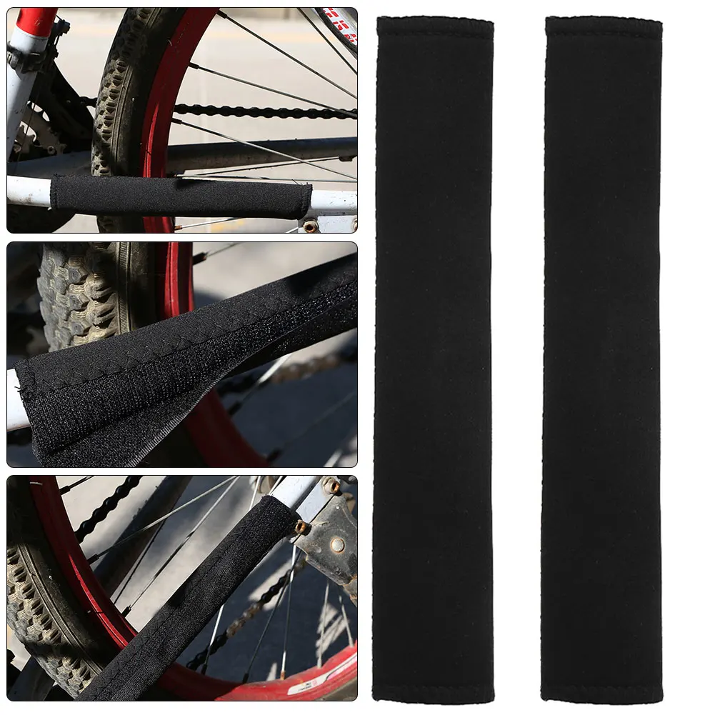 Protector de cadena de cuadro de bicicleta negro, Protector de cadena de neopreno para el cuidado del ciclismo, protección de poliéster, accesorios para bicicleta, 2 uds.