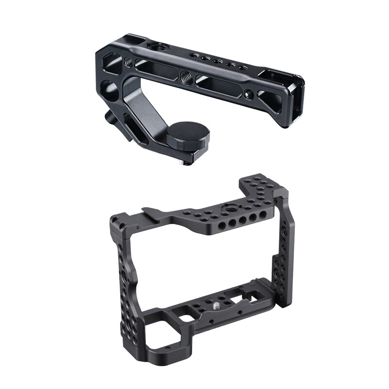 A7R IV Aluminum Alloy Camera Cage for Sony A7R4 Sony A7R iv w/ Cold Shoe Mount Arri Positioning Hole 1/4 3/8 Thread Handle Grip