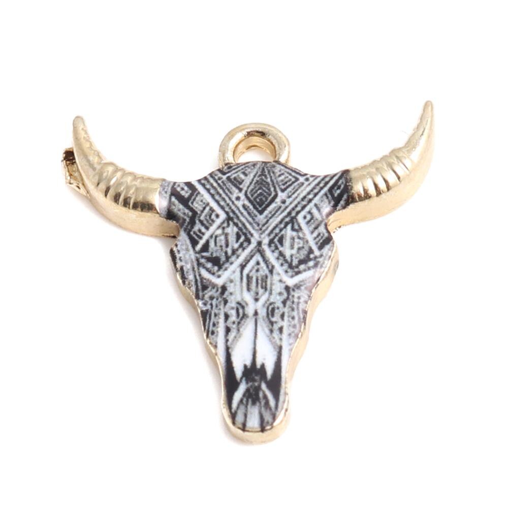 résultats faits à la main en alliage de Zinc pendentif à breloques vache Animal plaqué or émail noir et blanc pour bijoux bricolage, 10 pièces