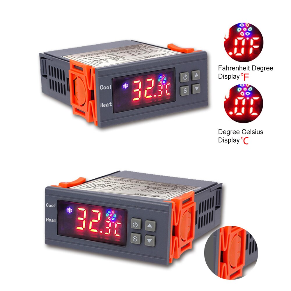 Digital Temperature Switch Controller Heating Cooling Relay NTC Sensor Temp Control Thermostat for Freezer Fridge Hatching