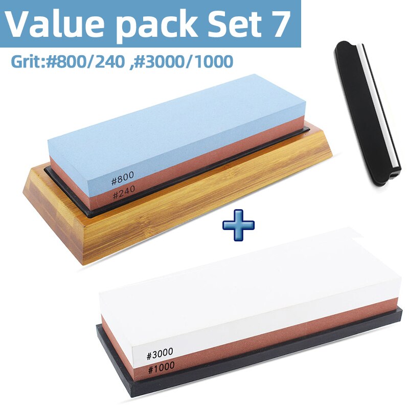 Knife Sharpener Whetstone Sharpening Stones grinding stone water stone kitchen Tool 2-IN-1 240 600 1000 3000 grit: value pack 7 xin