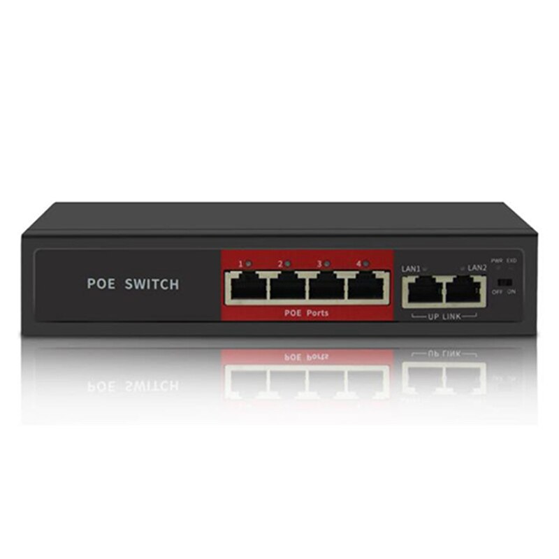 Interruptor POE de 48V y 65W, con 4 puertos de 100Mbps, IEEE 802,3 Af/At, sobre Ethernet, cámara IP, AP inalámbrico, sistema de cámara CCTV: White