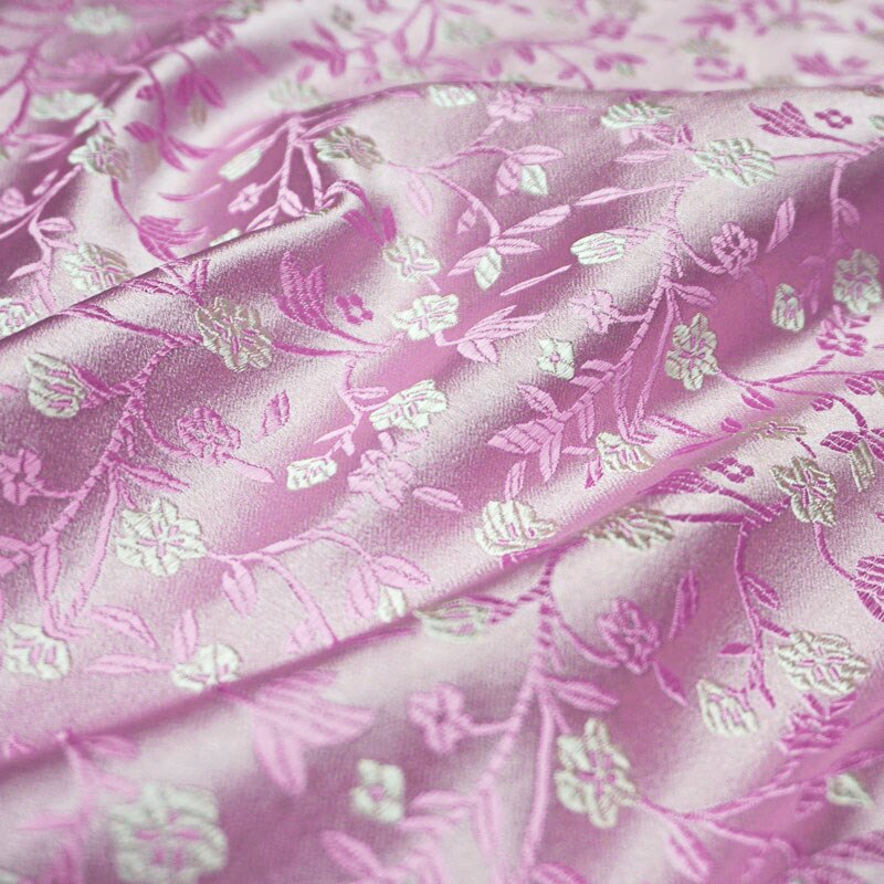 Chinese satin jacquard fabrics brocade sewing material for DIY cheongsam and kimono seam garment fabric: fenhong / 50x75cm