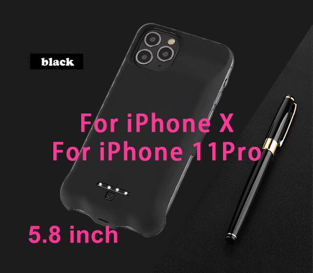 10000mAh Battery Case For iPhone X 8 7 6 6 s plus Backup Battery Charger Case Power Bank Charging Case for iphone 6 6 s 7 8 plus: For iPhone X Black