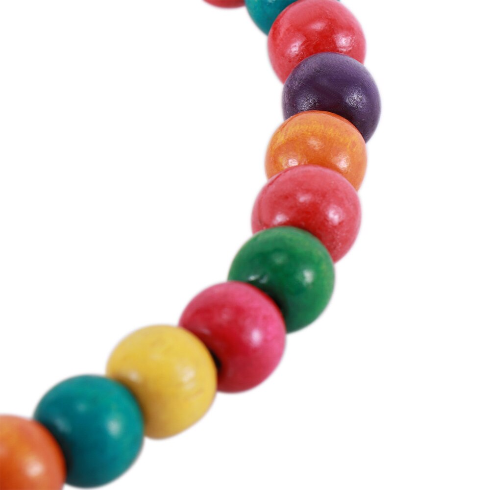 Natural Wooden Parrots Swing Toy Birds Perch Hanging Swings Cage With Colorful Beads Bells Toys Bird Supplies