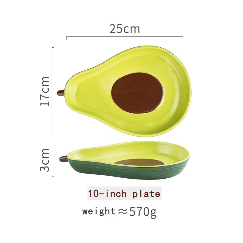 Creatieve Avocado Plaat Keramische Servies Huishoudelijke Gerechten Snack Dessert Fruit Salade Avocado Kom Porselein Servies Sets: 10 inch plate