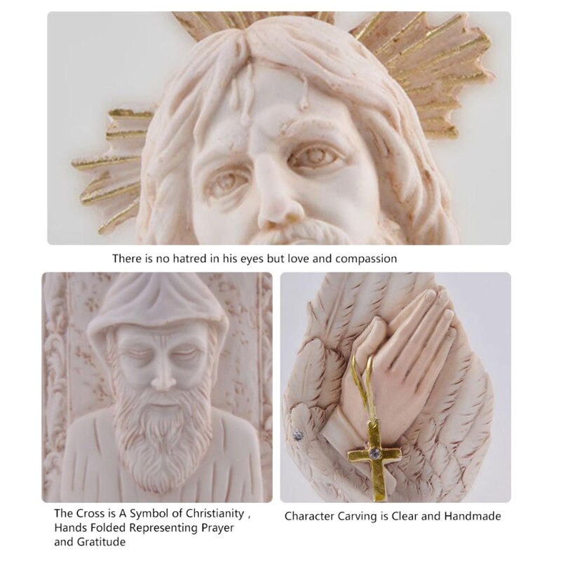 Mini Sculpture du Christ jésus, Statue en résine, faite à la main, innovante, croix d'ange, moules artisanaux en résine, décor religieux pour la maison
