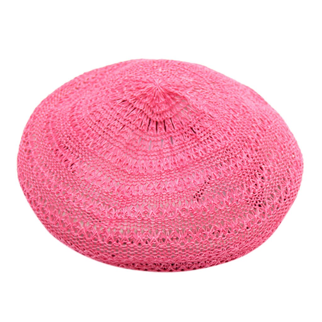 Lady Vrouwen Beret Beanie Klassieke Stijl Hollow Baret Hoed Britse Stijl Winter Zachte Effen Kleur Baret Hoeden: Hot Pink 