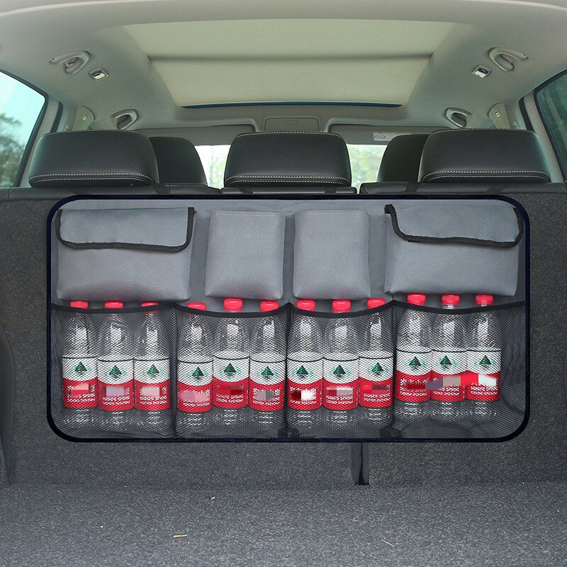 Bil bagagerum organisator bagsæde opbevaringspose høj kapacitet justerbar autosæde ryg oxford klud arrangører universel multi-brug: Opgraderet grå