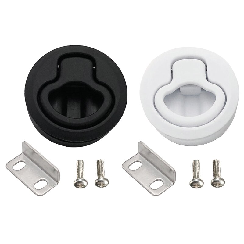2" Black/ White Round Locking Flush Pull Latch Replacement Plastic For RV Marine Boat