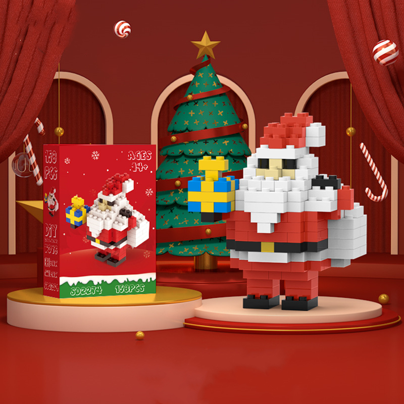 Christmas Series Of Particle Diamond Building Blocks Educational Assembling Toys Christmas Tree Santa Claus Small Ornaments: green
