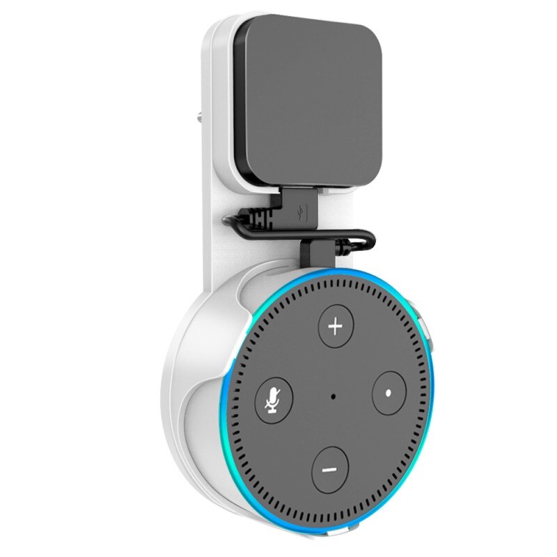 for Alexa Echo Dot 2nd Generation Wall Mount Stand Sperker universal Support Speakers Bracket sound Stand with USB Cable: WHITE