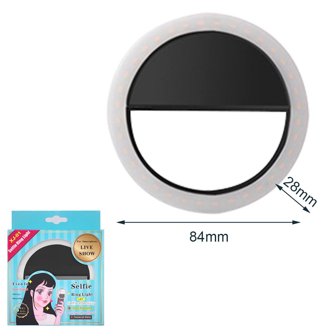 Makeup Mirror Selfie LED light Portable for Mobile Phone Light Clip Selfie LED Auto Flashlight Makeup Mirror For Smartphone: black