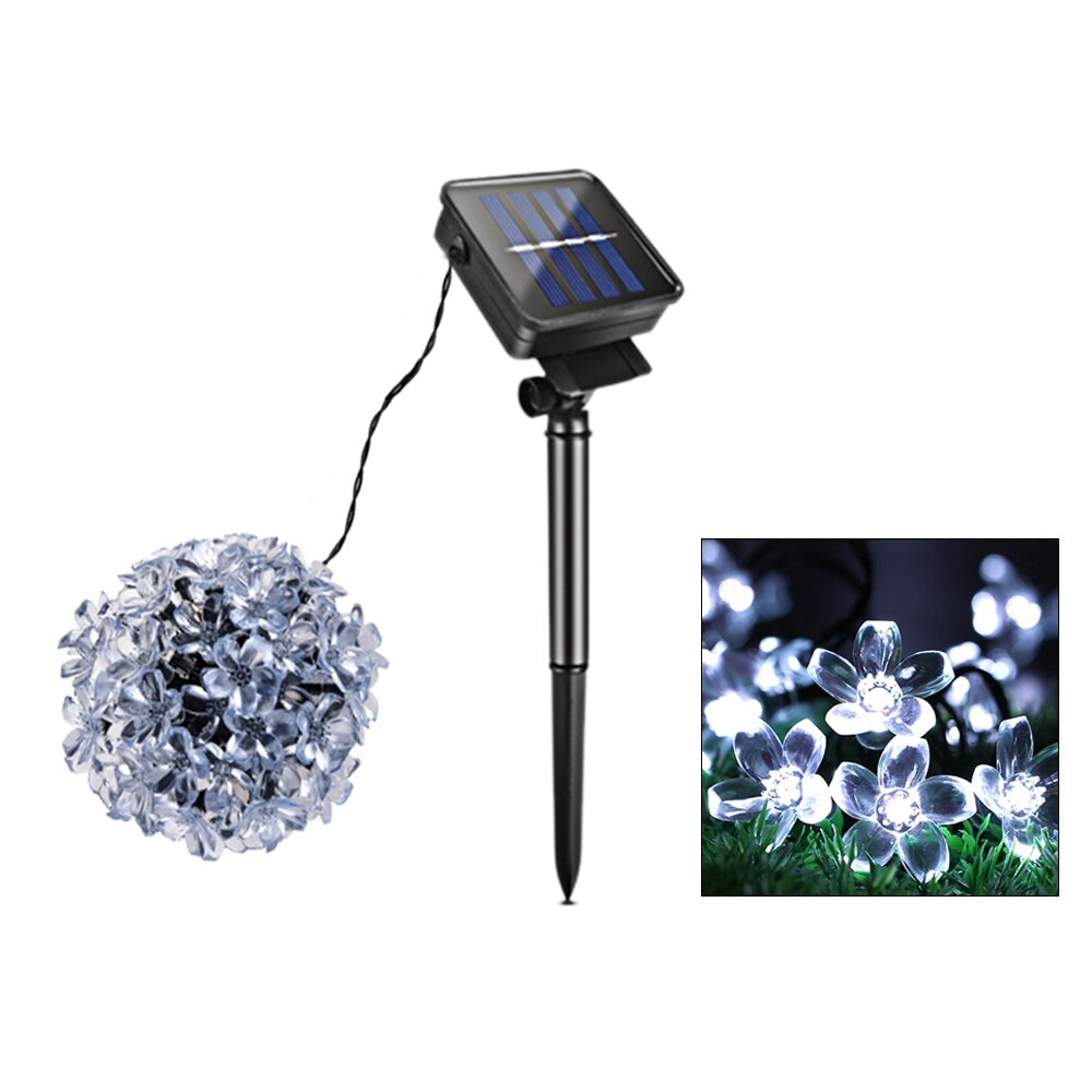 Foxanon Solar String Lights 6M 7M Fairy Ball Cherry blossom Lawn Lamp Christmas Decorative Lighting For Outdoor Garden: Cherry blossom W / 7m 50led