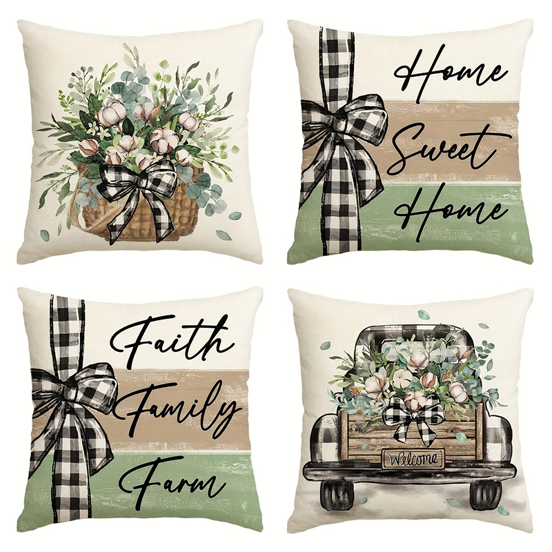 Car Flower Basket Full of Floral Print Home Decor Pillowcase Bedroom Living Room Sofa Decor Polyester Cushion Cover