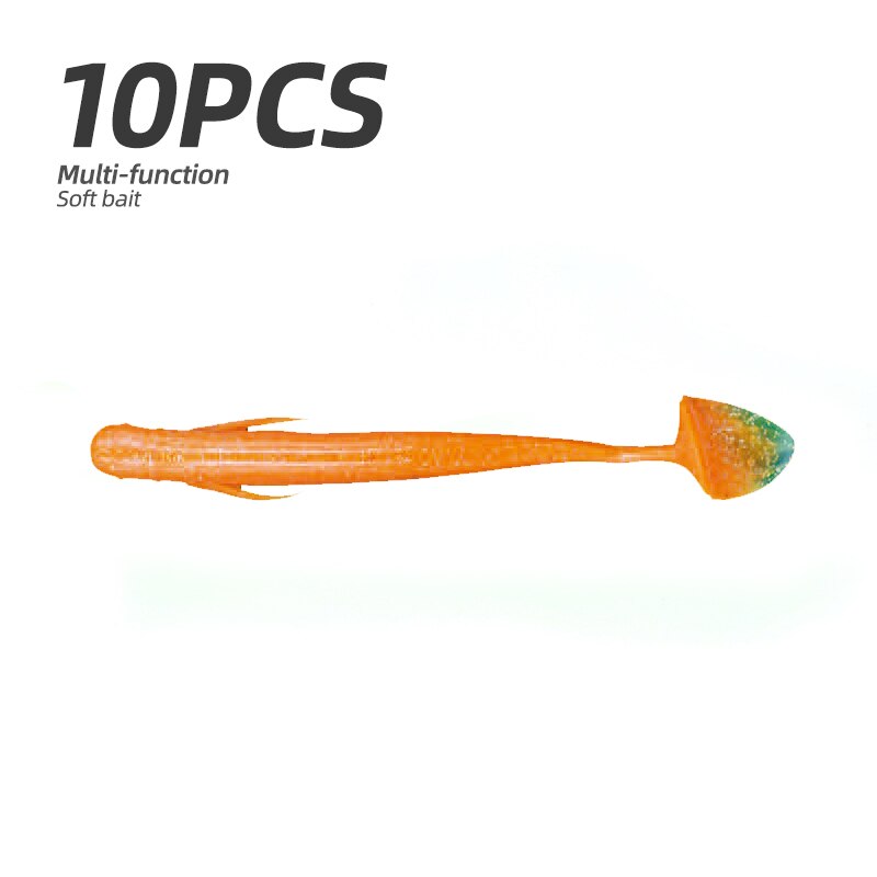 ARDEA 10 Uds cebo de gusano señuelo de Pesca de silicona suave señuelos de gusano aparejo suave carpas Pesca señuelo de trucha cebo de invierno: Orange / 70mm 2.7g