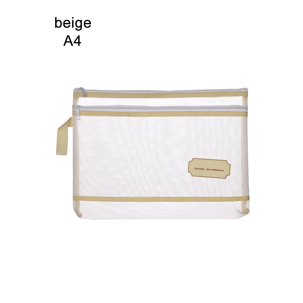 1 PC A4/A5/A6 Nylon Mesh Document File Double Pocket Pencil Case Zipper Notebook Bag Office Stationery Storage