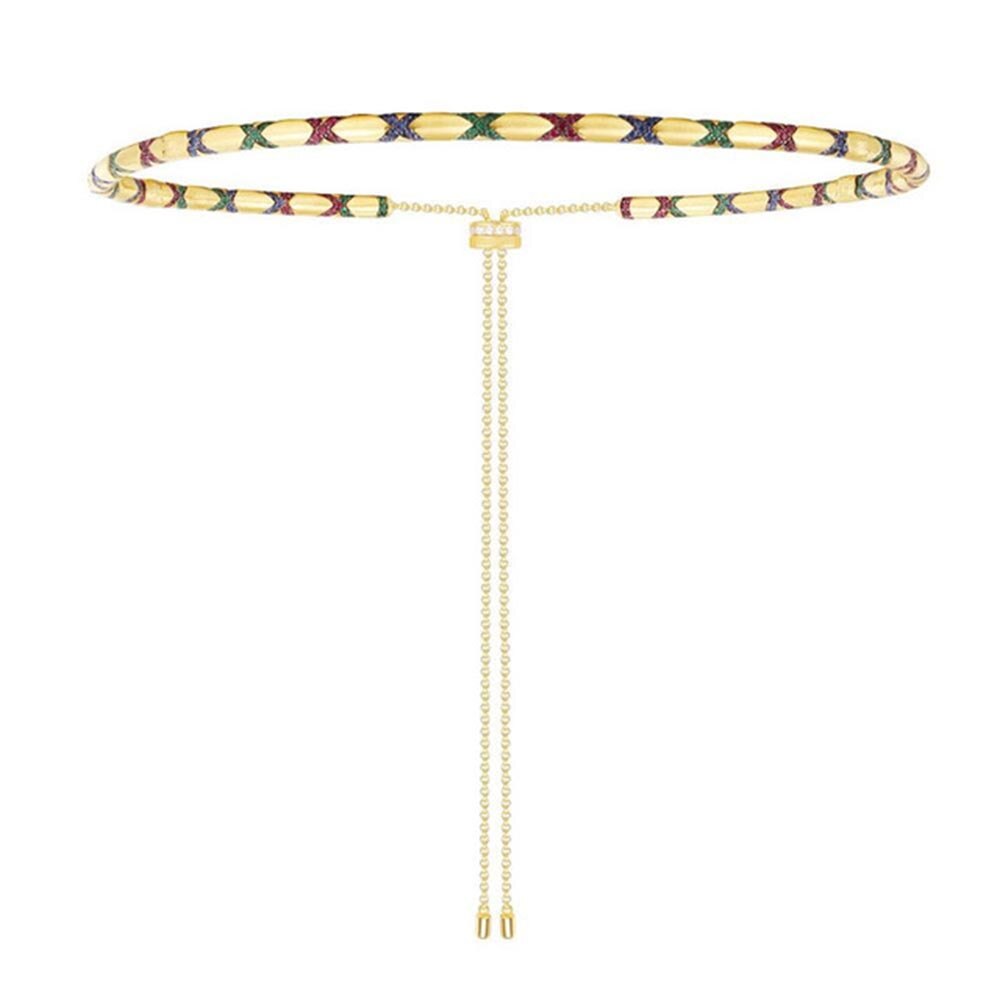 Luxus rein 925 Sterling Silber Bunte Zirkon Steine Geometrische bilden Stamm Halsband Gelb Gold Farbe Frauen Mana Schmuck: Ursprünglich Titel