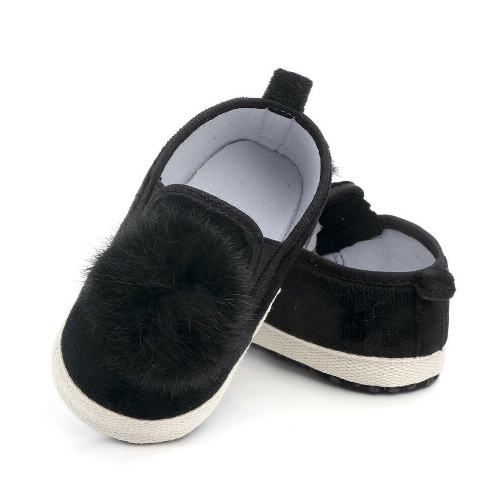 Toddler nyfödd baby flicka mjuk sula spjälsäng skor halkskydd vagn prewalker sneakers 3 färger: Svart / 13-18 månader