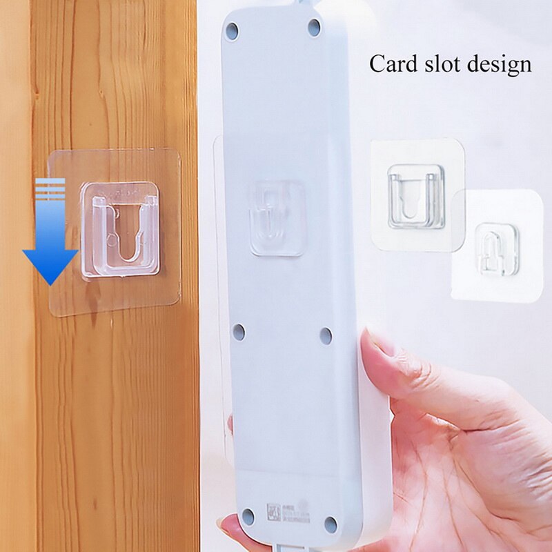 1 Pair Double Sided Wall Adhesive Hook Paste Plug Socket Holder Cable Storage Plug Fixing Organize Seamles Waterproof Reusable