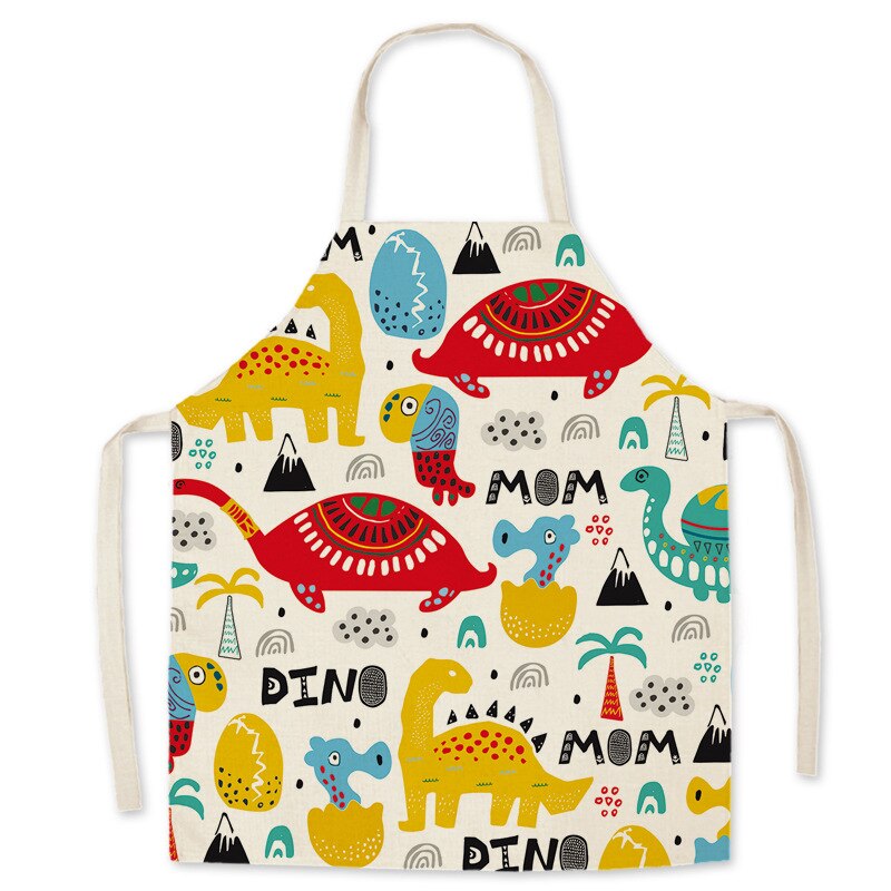 Delantal de cocina con dibujos animados para padres e hijos, sin mangas, de lino y algodón, Unisex, para hornear: NO.2 / 68x55cm adult size